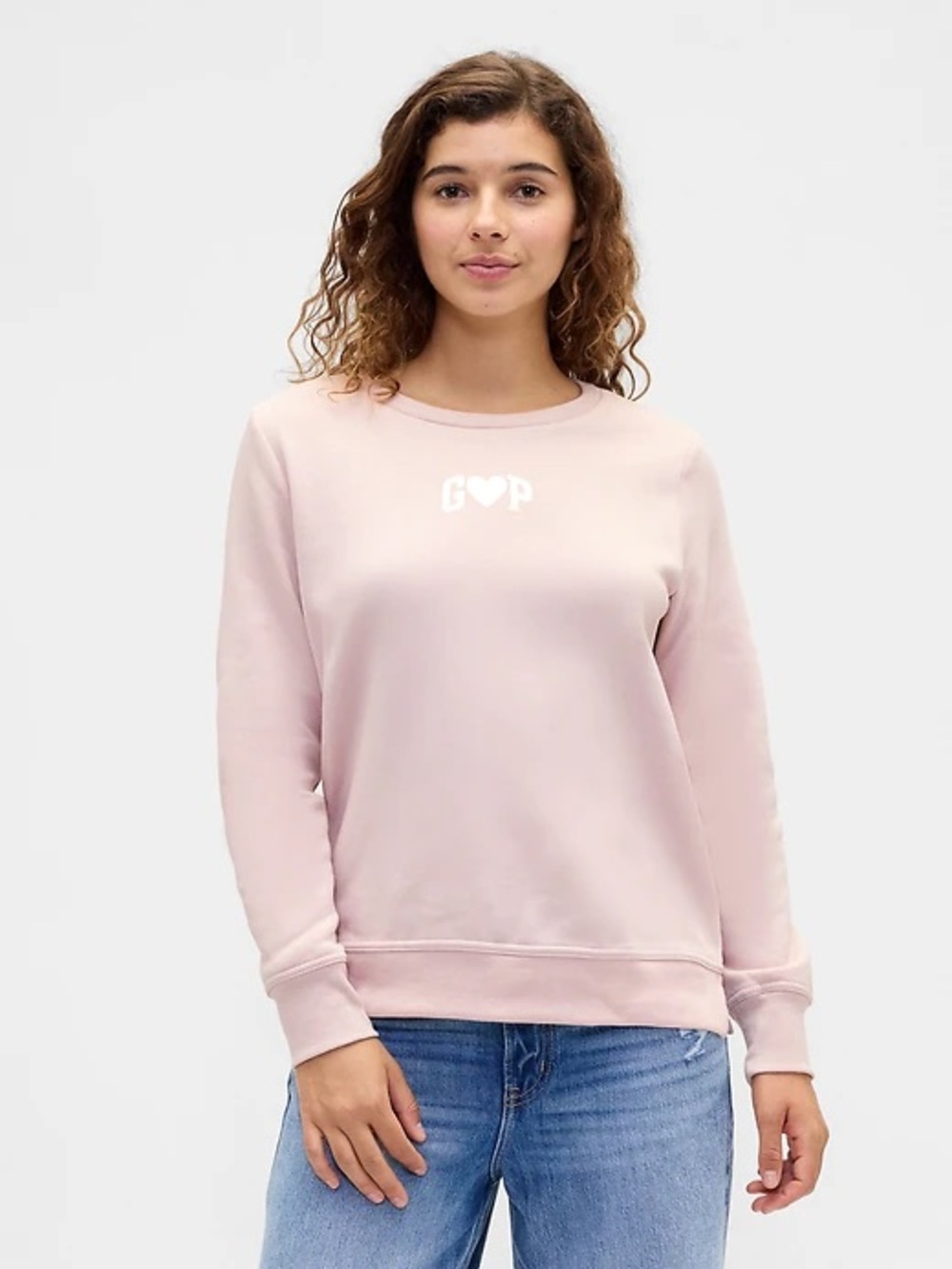 GAP Factory Relaxed Gap Logo Sweatshirt Dull Pink Rose Heart Size Medium